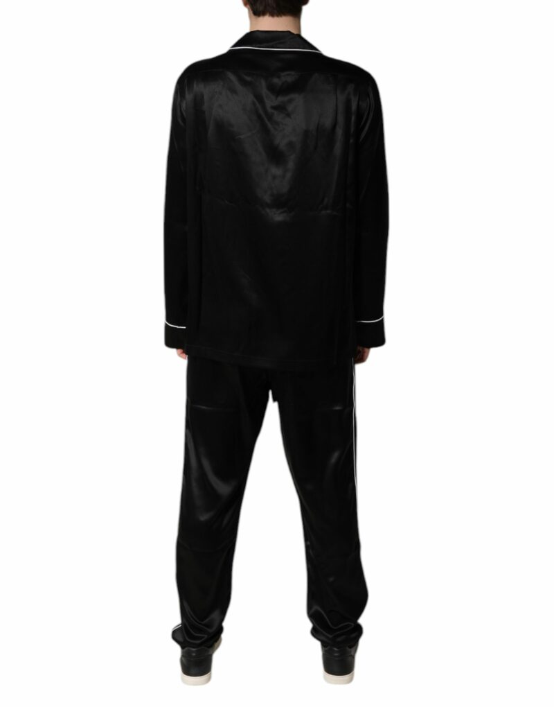 Dolce & Gabbana Black Silk Shirt Pants Pajama Set Sleepwear - Image 4