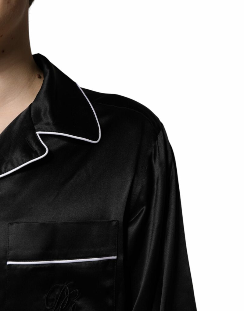 Dolce & Gabbana Black Silk Shirt Pants Pajama Set Sleepwear - Image 5