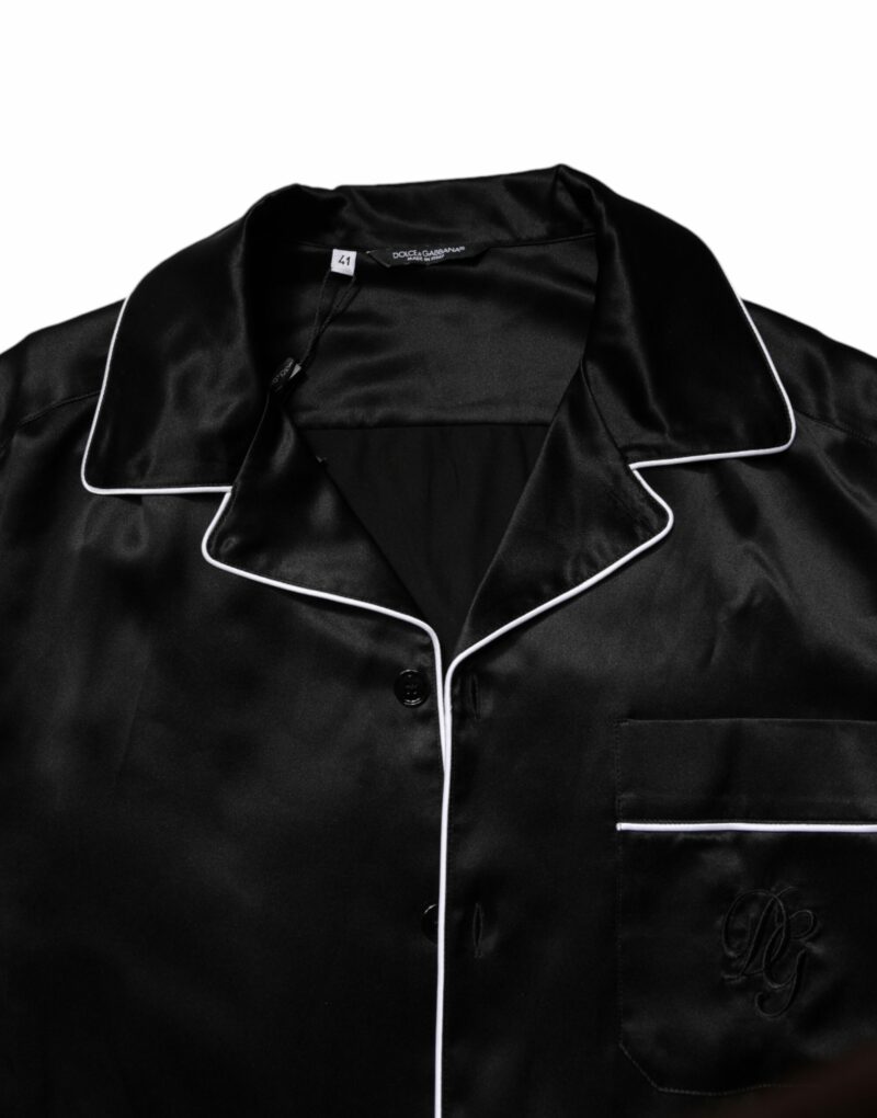 Dolce & Gabbana Black Silk Shirt Pants Pajama Set Sleepwear - Image 6