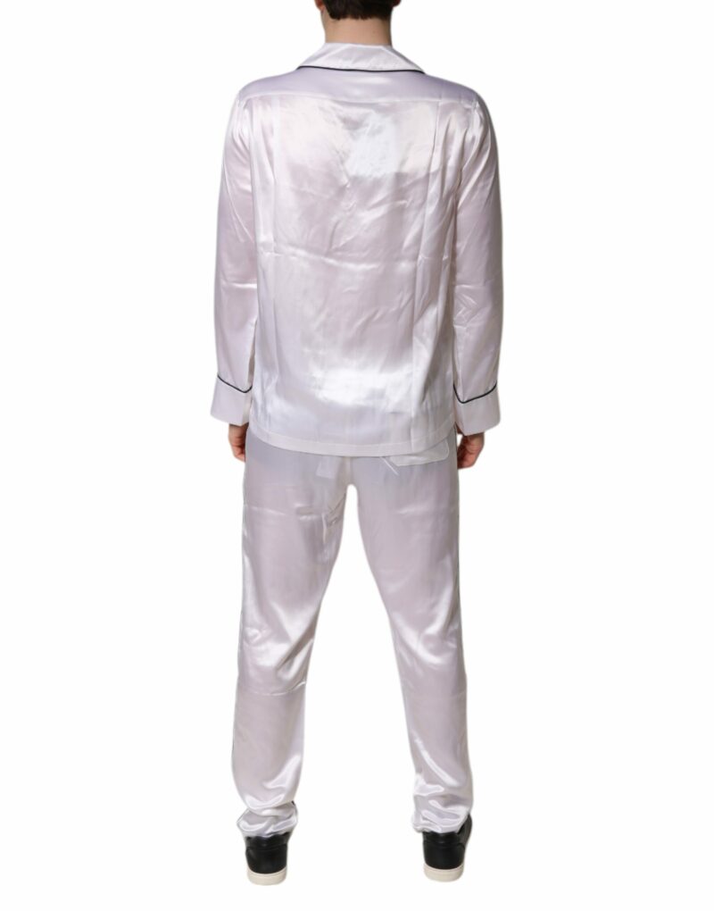 Dolce & Gabbana White Satin Silk Men Pajama Set Sleepwear - Image 4