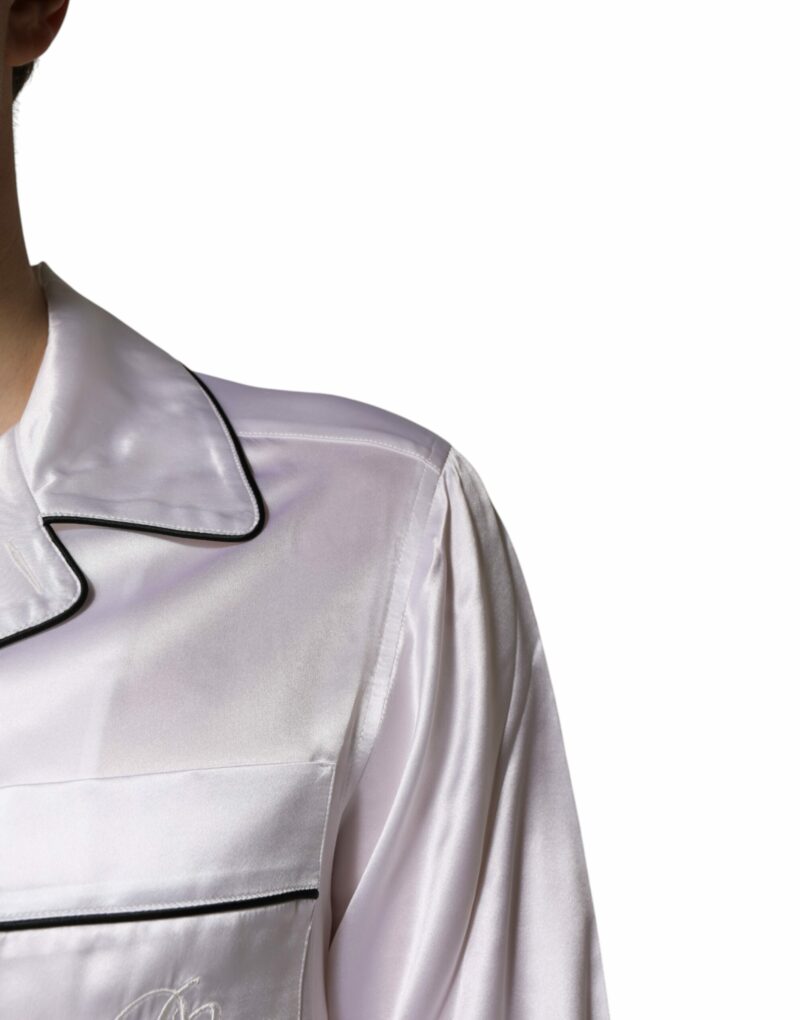 Dolce & Gabbana White Satin Silk Men Pajama Set Sleepwear - Image 5