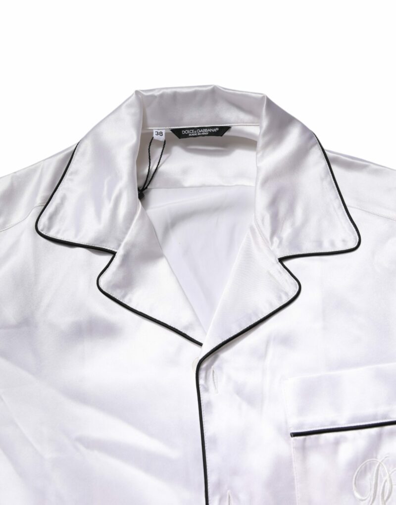 Dolce & Gabbana White Satin Silk Men Pajama Set Sleepwear - Image 6