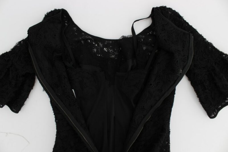 Dolce & Gabbana Elegant Black Floral Lace Maxi Dress - Image 6