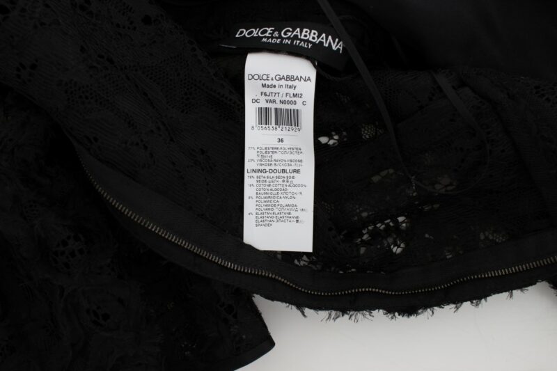 Dolce & Gabbana Elegant Black Floral Lace Maxi Dress - Image 7