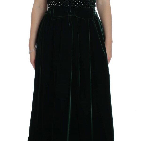 Dolce & Gabbana Enchanted Emerald Velvet Crystal Maxi Dress