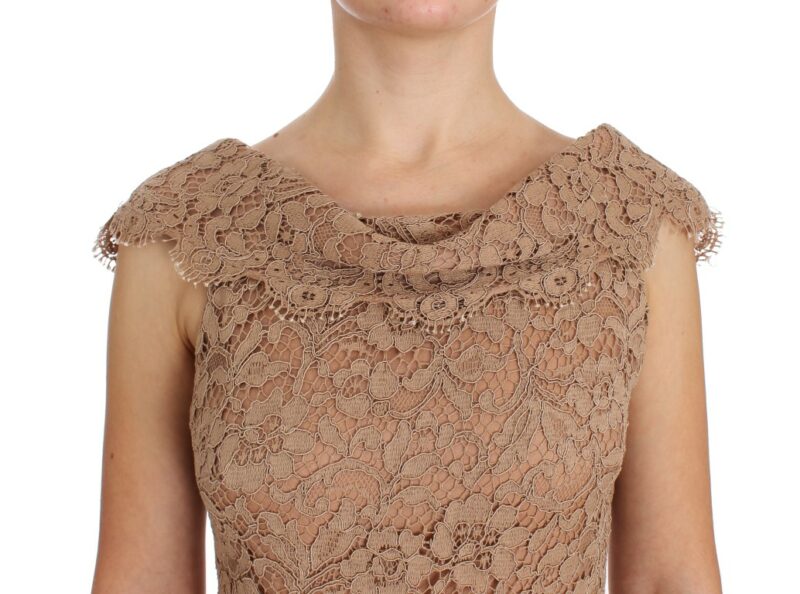 Dolce & Gabbana Elegant Pink Floral Lace Maxi Dress - Image 5
