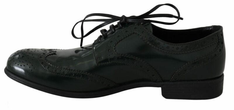 Dolce & Gabbana Elegant Green Brogues Oxford Wingtip Flats - Image 2