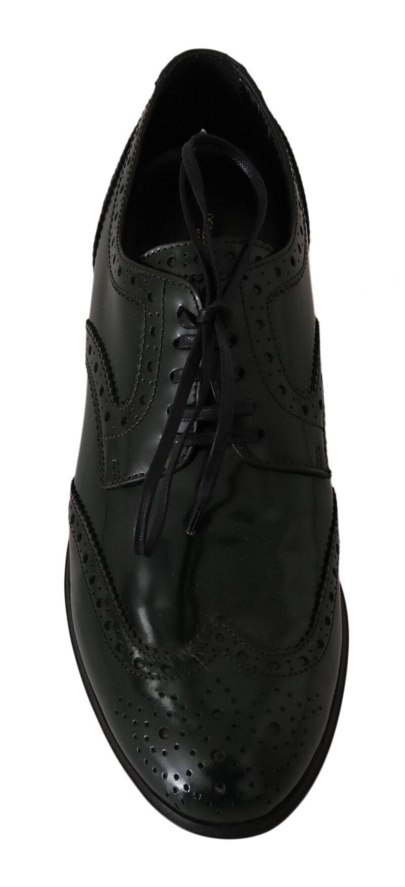 Dolce & Gabbana Elegant Green Brogues Oxford Wingtip Flats - Image 4