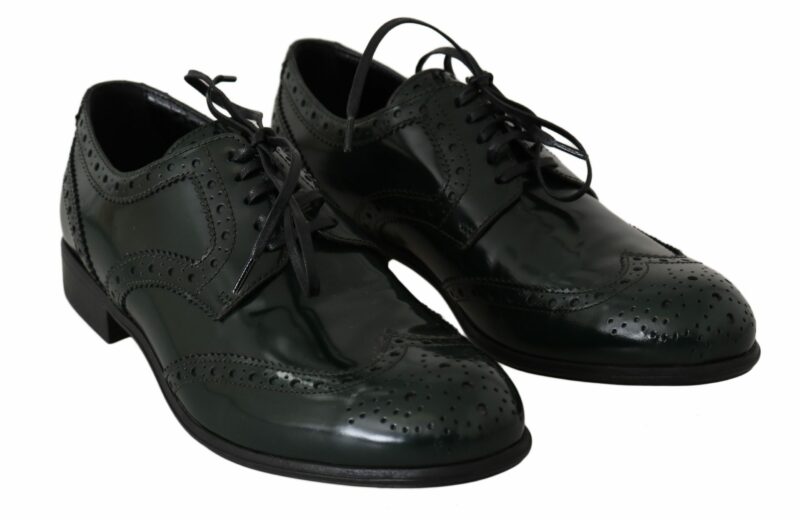 Dolce & Gabbana Elegant Green Brogues Oxford Wingtip Flats - Image 5