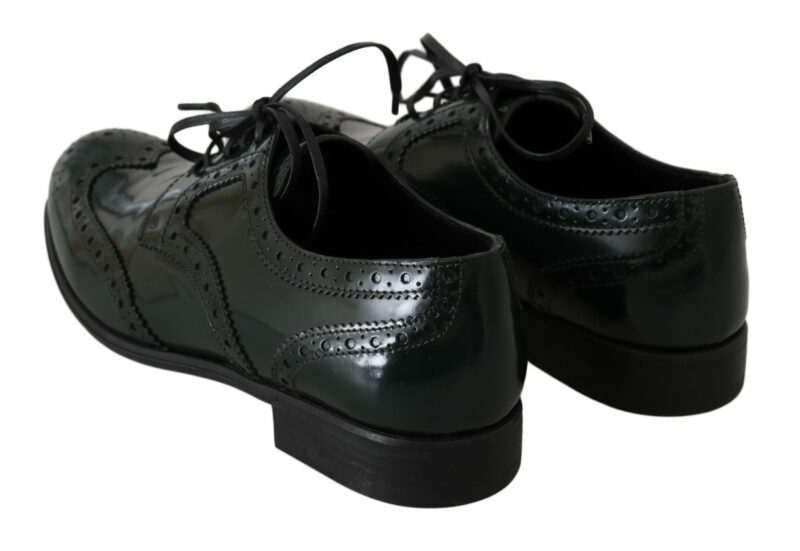Dolce & Gabbana Elegant Green Brogues Oxford Wingtip Flats - Image 6