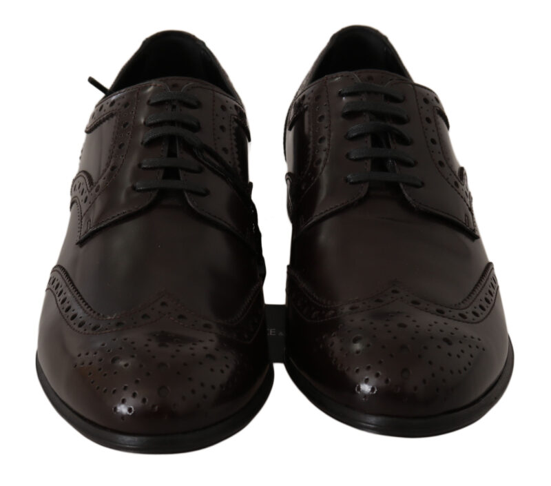 Dolce & Gabbana Elegant Brown Leather Oxford Flats - Image 2
