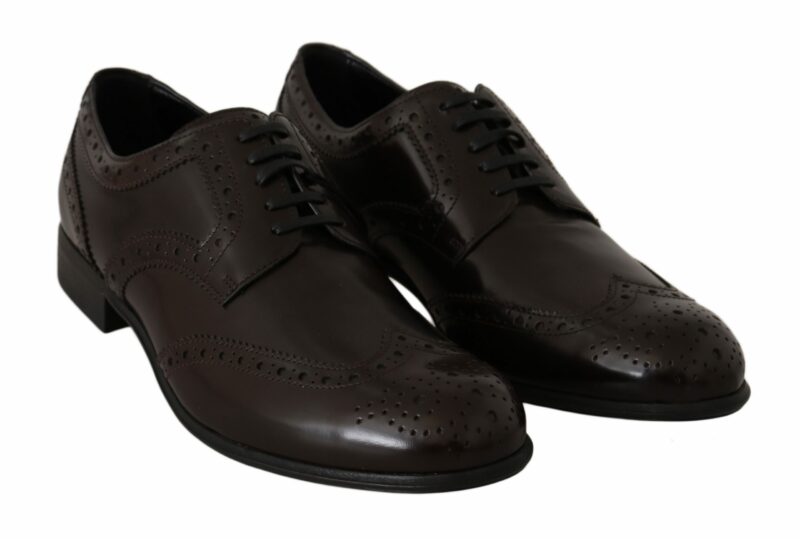 Dolce & Gabbana Elegant Brown Leather Oxford Flats - Image 3