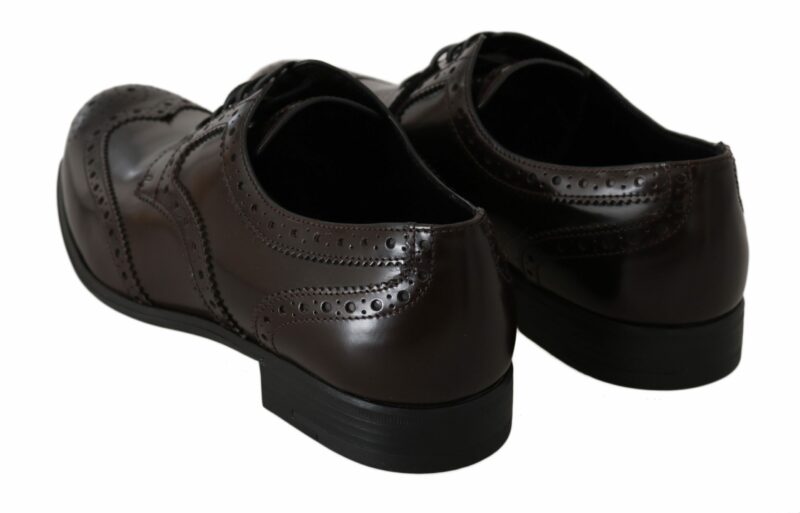 Dolce & Gabbana Elegant Brown Leather Oxford Flats - Image 4