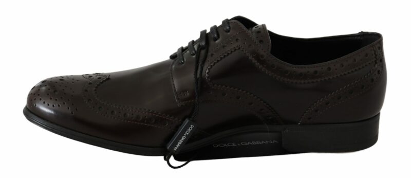 Dolce & Gabbana Elegant Brown Leather Oxford Flats - Image 5