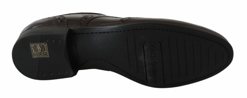 Dolce & Gabbana Elegant Brown Leather Oxford Flats - Image 6