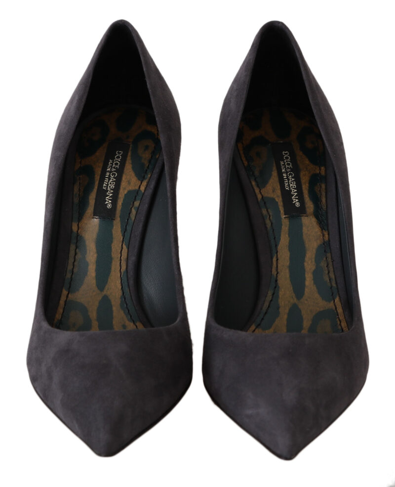 Dolce & Gabbana Elegant Gray Suede Stiletto Pumps - Image 3