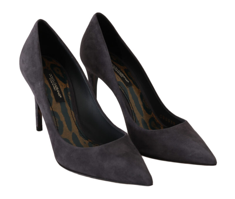 Dolce & Gabbana Elegant Gray Suede Stiletto Pumps - Image 4