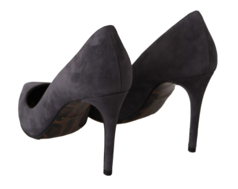 Dolce & Gabbana Elegant Gray Suede Stiletto Pumps - Image 5