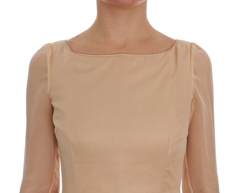 Dolce & Gabbana Elegant Beige Silk Full Length Sheath Dress - Image 5