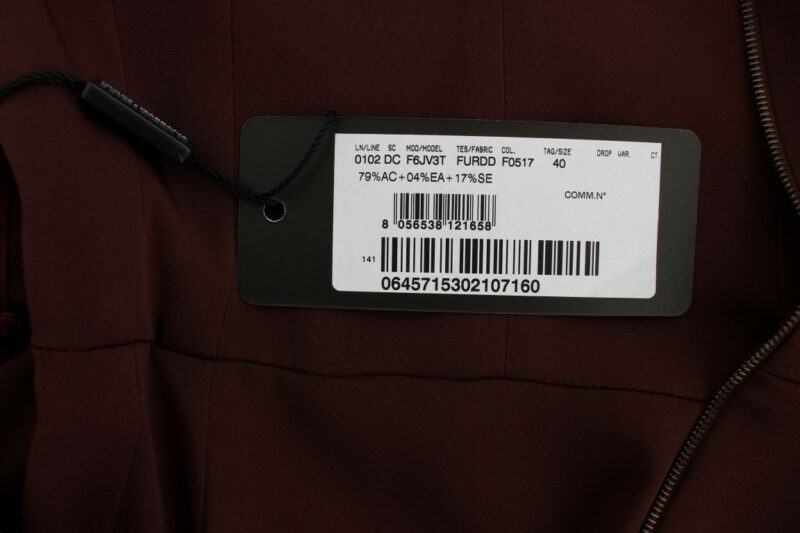 Dolce & Gabbana Elegant Bordeaux Sheath Dress - Image 8