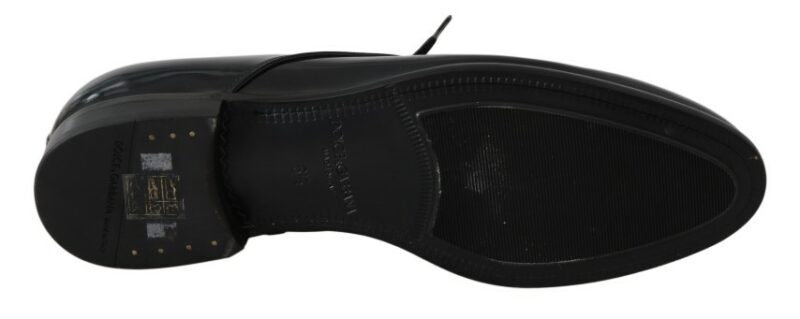 Dolce & Gabbana Elegant Dark Blue Leather Derby Shoes - Image 7
