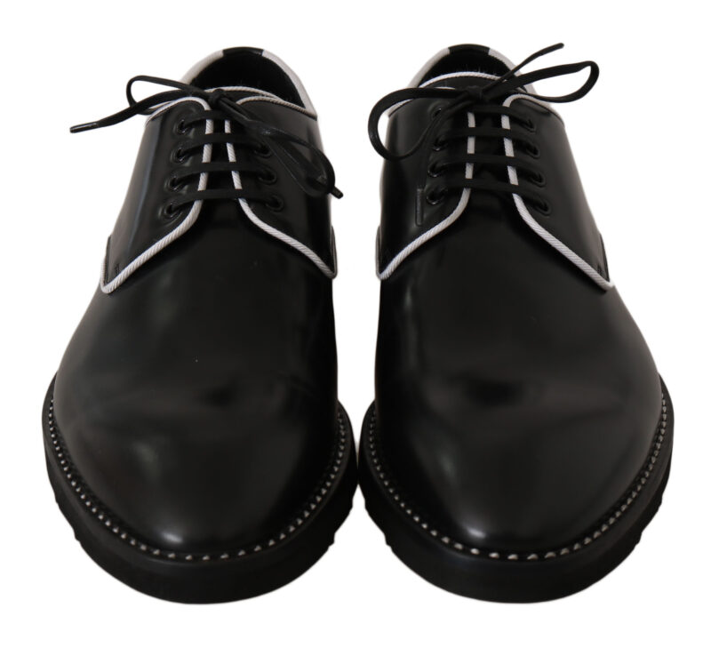 Dolce & Gabbana Elegant Black Leather Derby Dress Shoes - Image 3