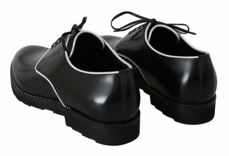 Dolce & Gabbana Elegant Black Leather Derby Dress Shoes - Image 5