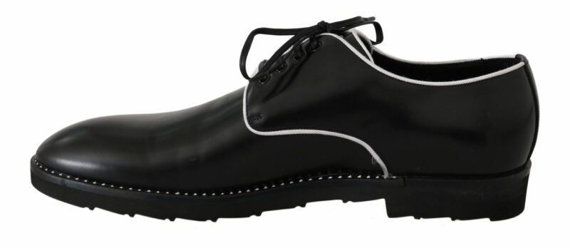 Dolce & Gabbana Elegant Black Leather Derby Dress Shoes - Image 6