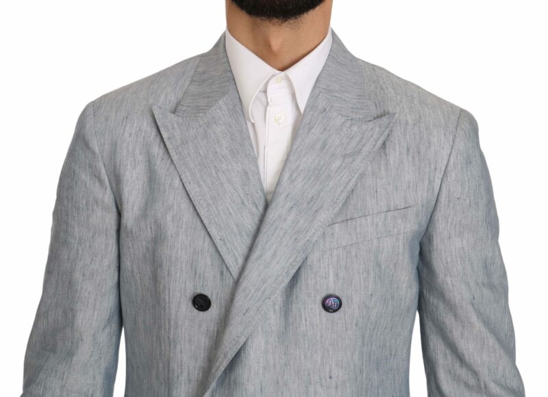 Dolce & Gabbana Elegant Light Blue Double Breasted Blazer - Image 3