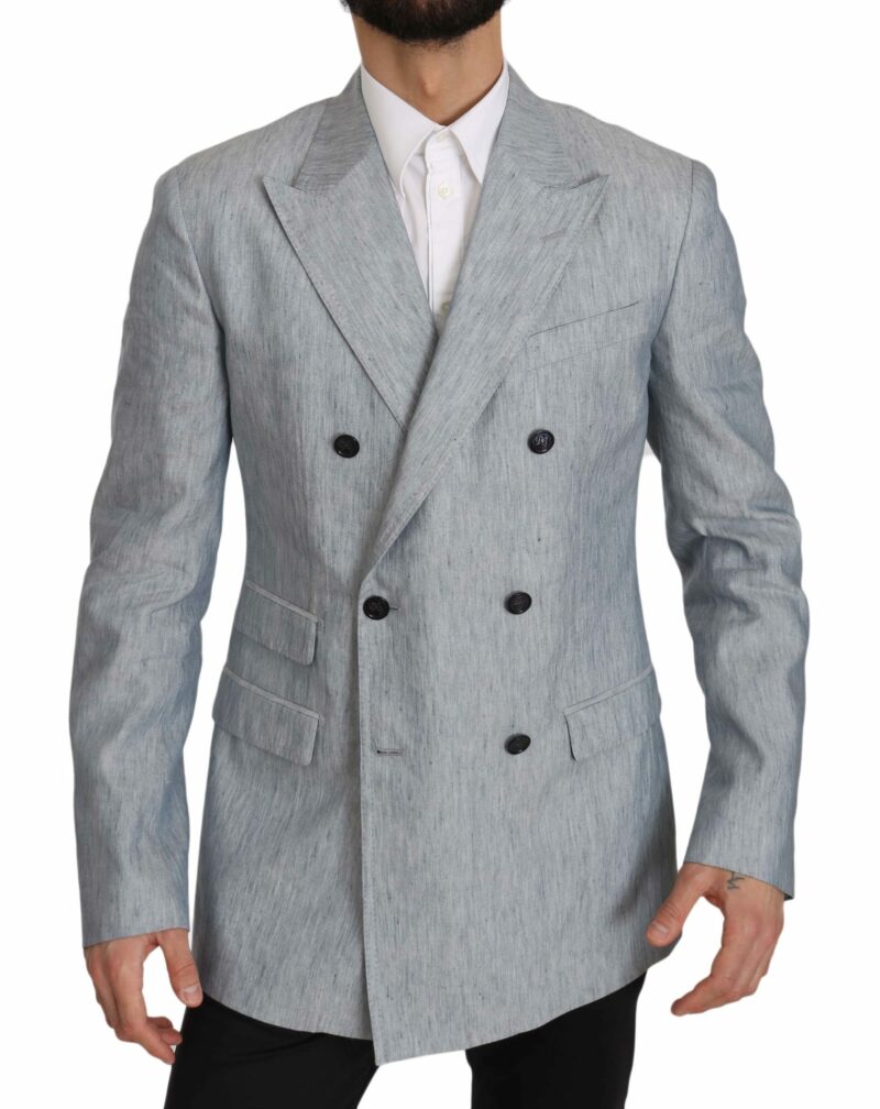 Dolce & Gabbana Elegant Light Blue Double Breasted Blazer - Image 5