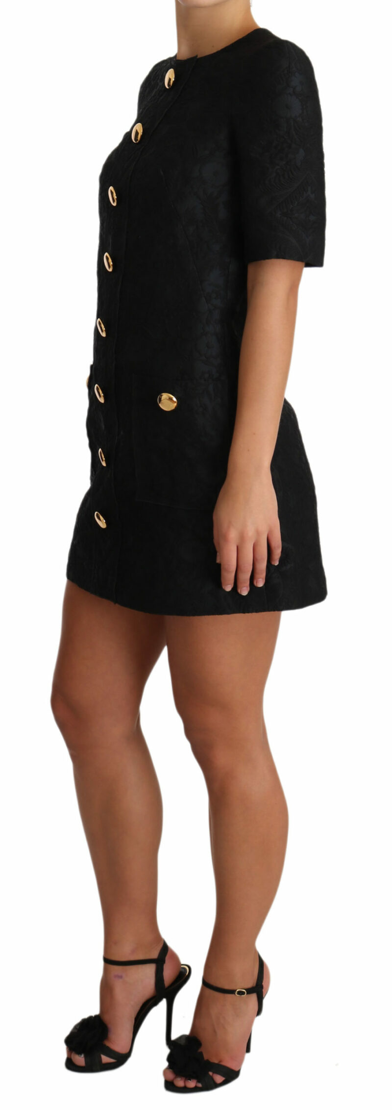 Dolce & Gabbana Elegant Black Button Embellished Mini Dress - Image 5