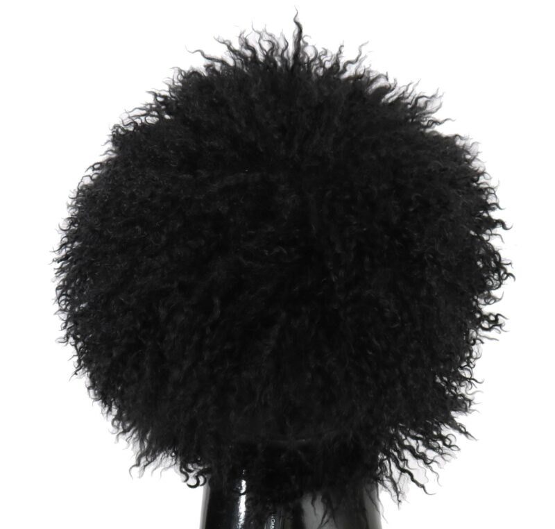 Dolce & Gabbana Chic Black Gatsby Cap in Tibet Lamb Fur - Image 5