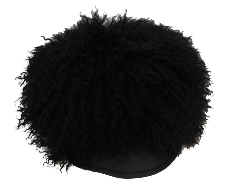 Dolce & Gabbana Chic Black Gatsby Cap in Tibet Lamb Fur - Image 4
