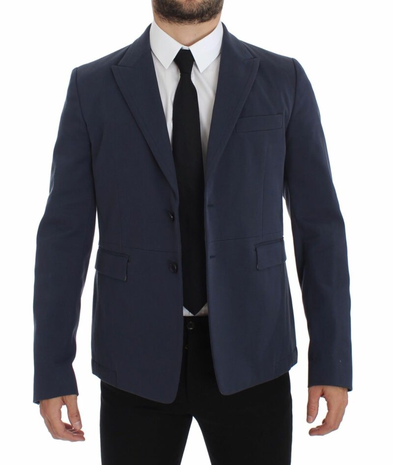 Dolce & Gabbana Elegant Blue Cotton Stretch Blazer Jacket - Image 3