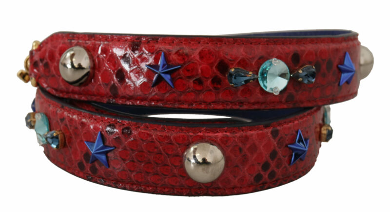 Dolce & Gabbana Chic Red Python Leather Shoulder Strap - Image 2