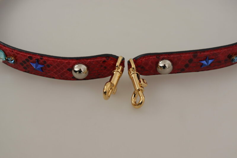Dolce & Gabbana Chic Red Python Leather Shoulder Strap - Image 4