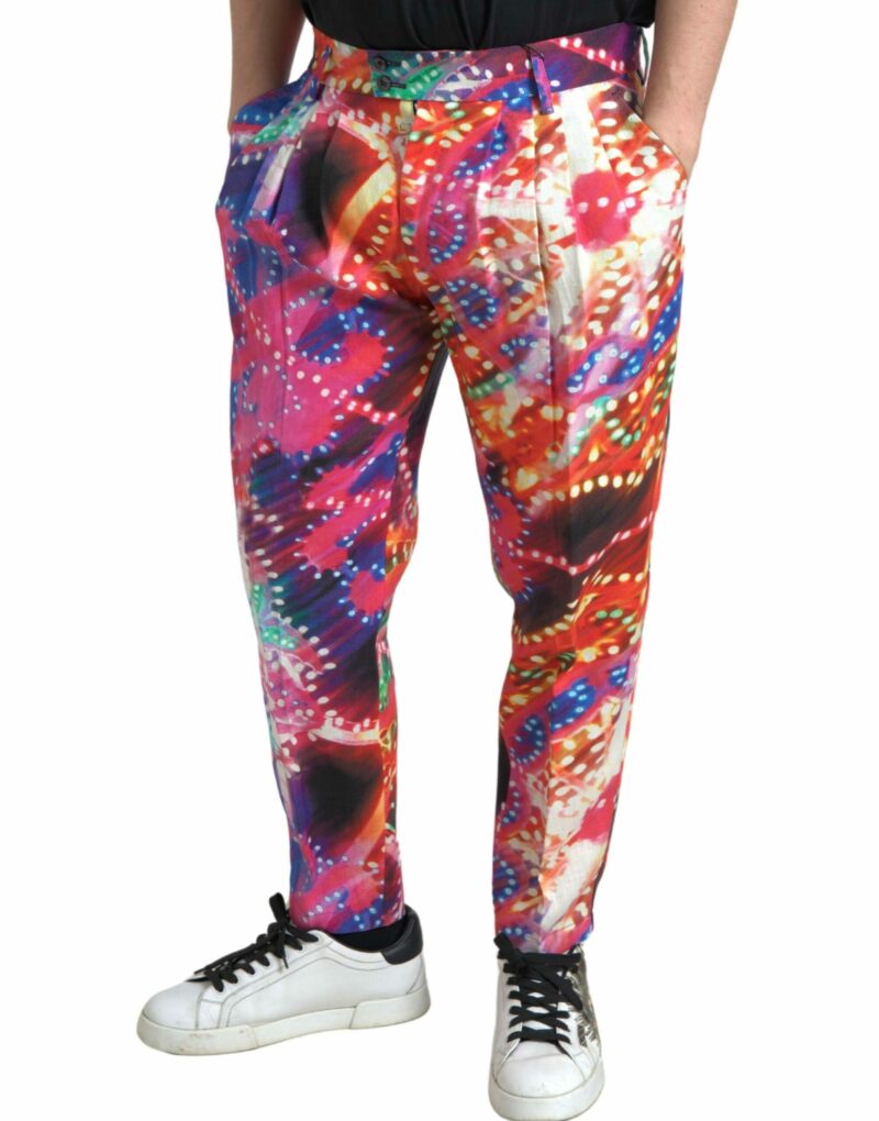 Dolce & Gabbana Multicolor Linen Chino Pants - Italian Elegance - Image 3