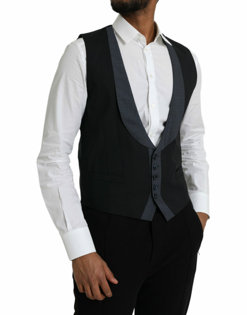 Dolce & Gabbana Black Wool Waistcoat Dress Formal Vest - Image 2