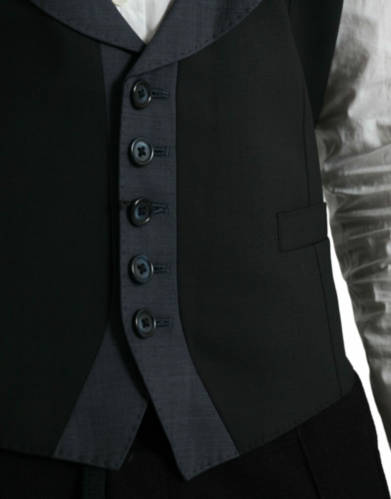 Dolce & Gabbana Black Wool Waistcoat Dress Formal Vest - Image 5