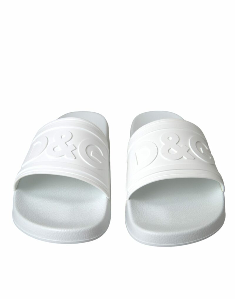 Dolce & Gabbana White Rubber Slides Sandals Beachwear Shoes - Image 2