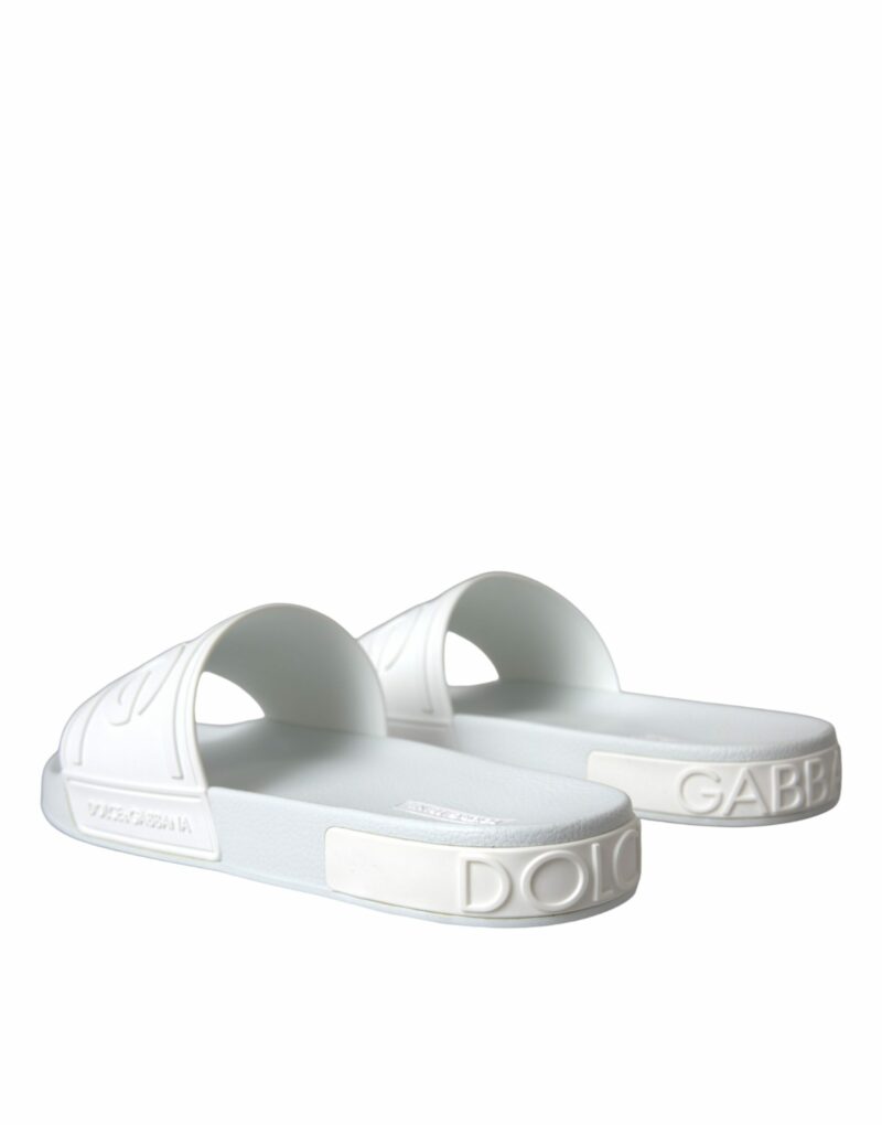 Dolce & Gabbana White Rubber Slides Sandals Beachwear Shoes - Image 4