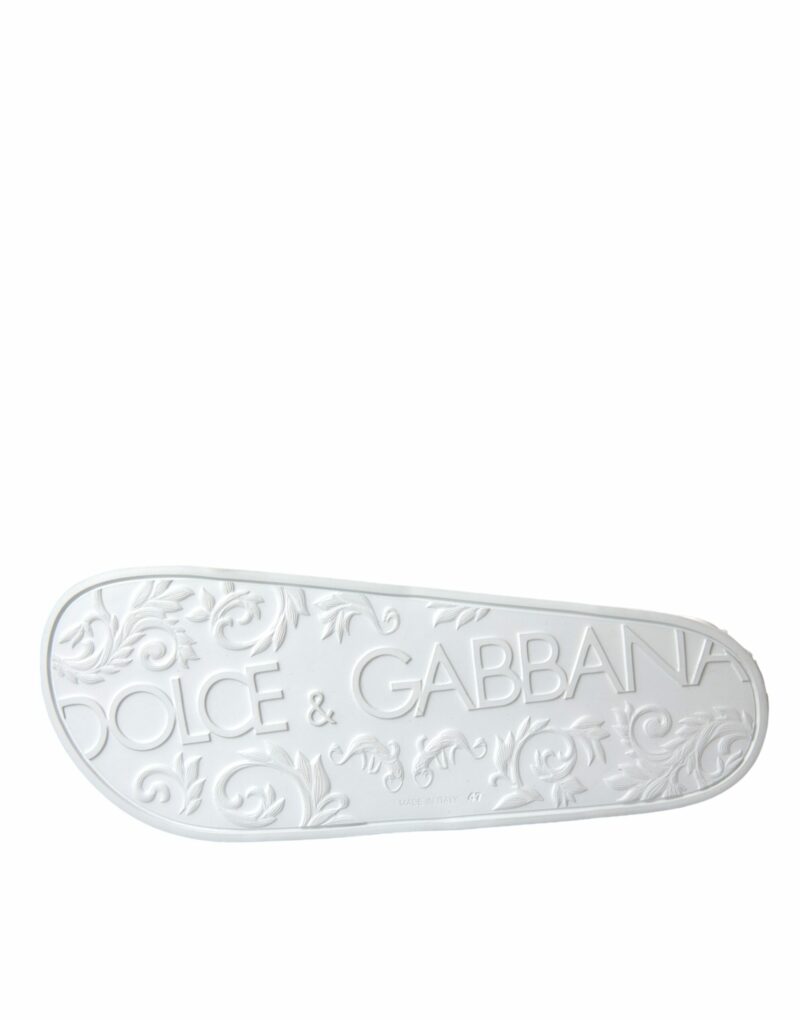 Dolce & Gabbana White Rubber Slides Sandals Beachwear Shoes - Image 5