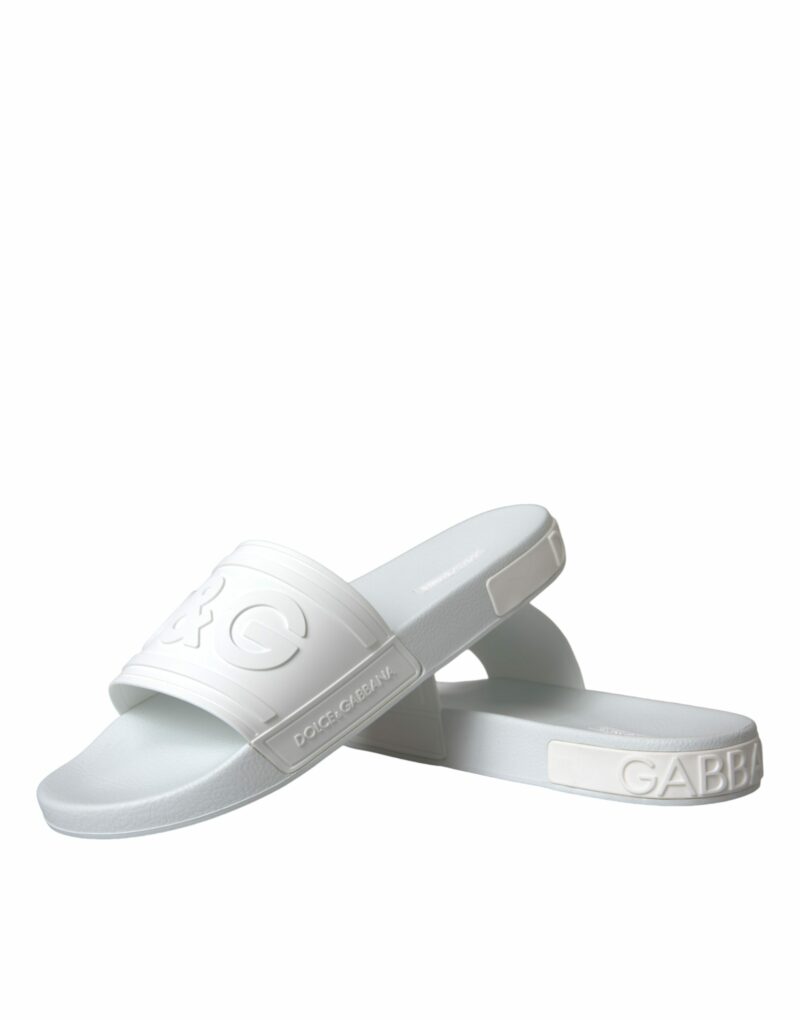 Dolce & Gabbana White Rubber Slides Sandals Beachwear Shoes - Image 6
