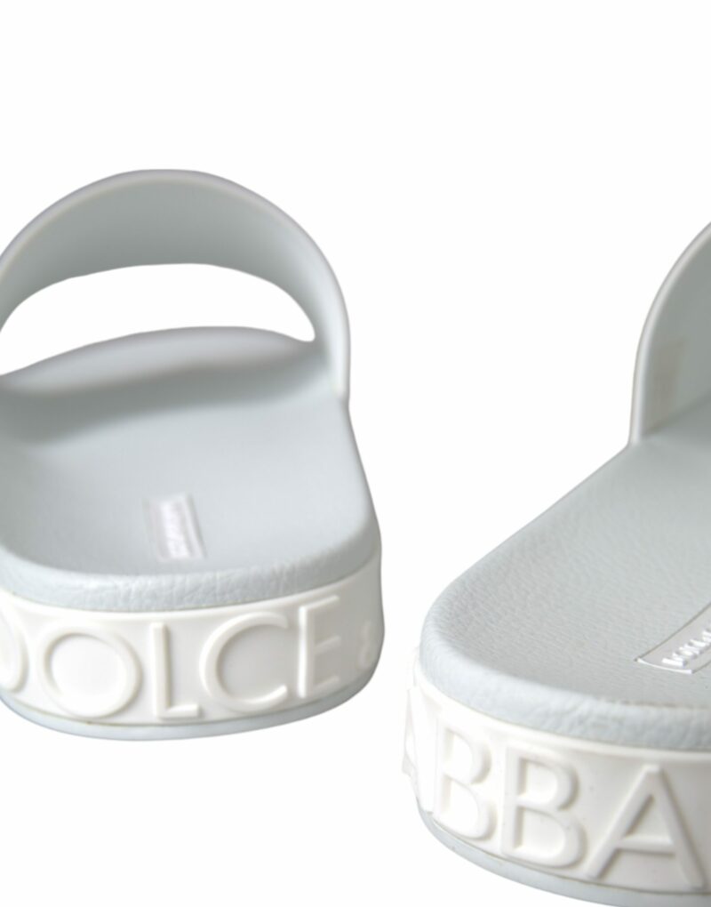 Dolce & Gabbana White Rubber Slides Sandals Beachwear Shoes - Image 7
