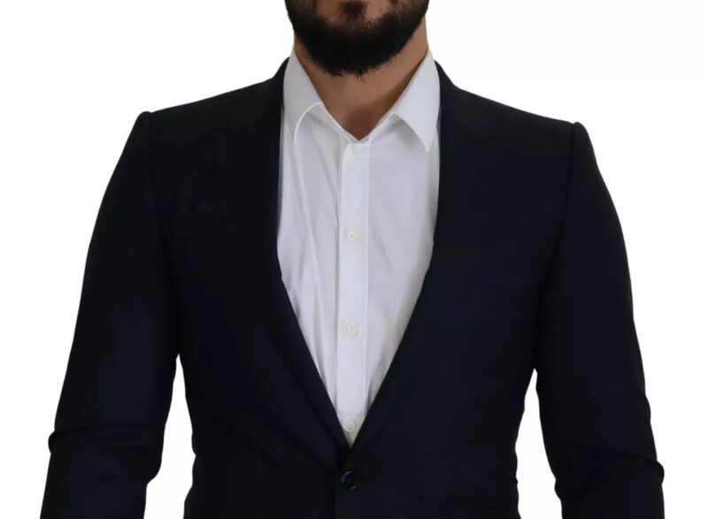 Dolce & Gabbana Blue Wool Single Breasted Coat Men Blazer - Image 6