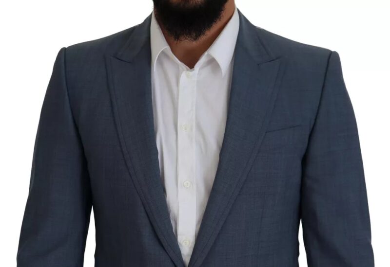 Dolce & Gabbana Blue Wool Stretch Slim Fit Jacket Blazer - Image 4