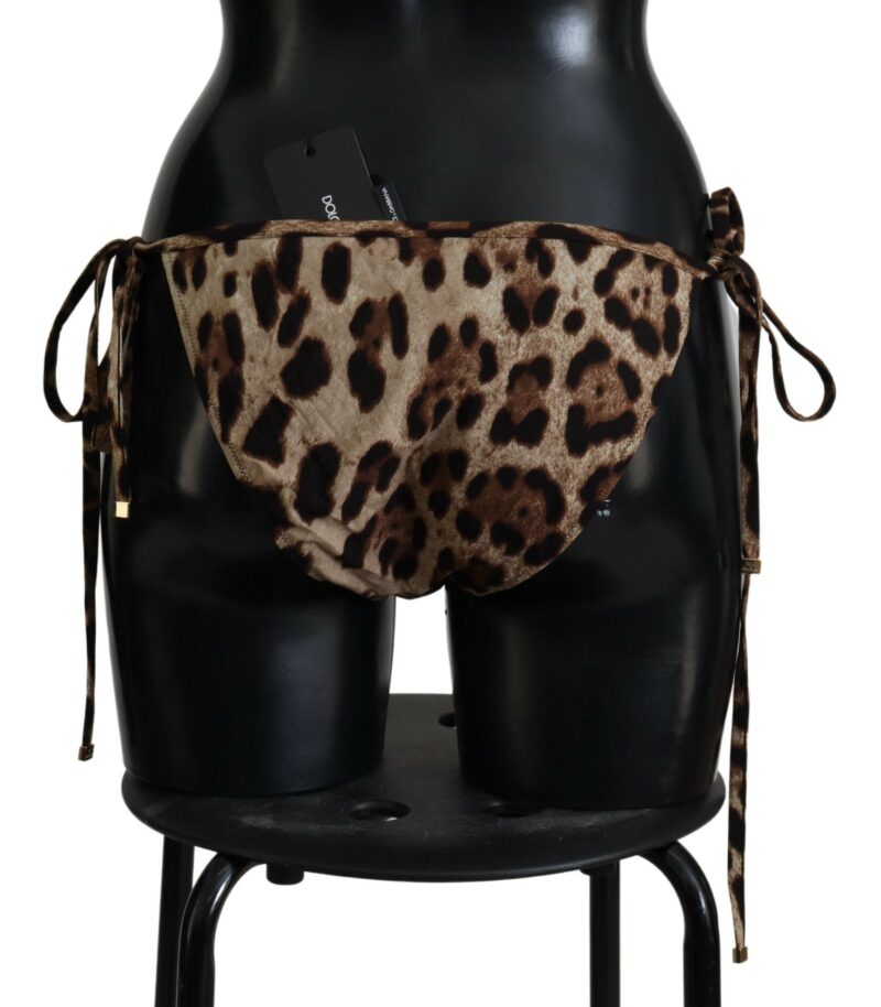 Dolce & Gabbana Brown Leopard Print Swimsuit Swimwear Bikini Bottom - Image 2