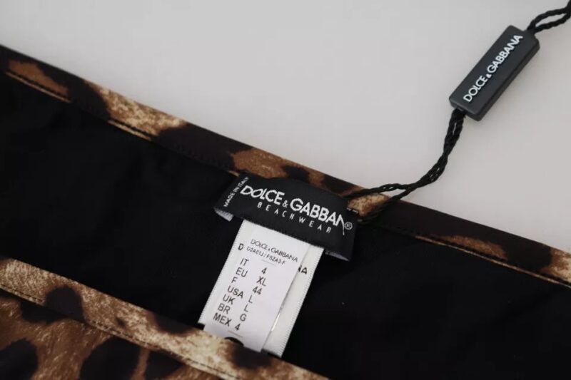 Dolce & Gabbana Brown Leopard Print Swimsuit Swimwear Bikini Bottom - Image 5