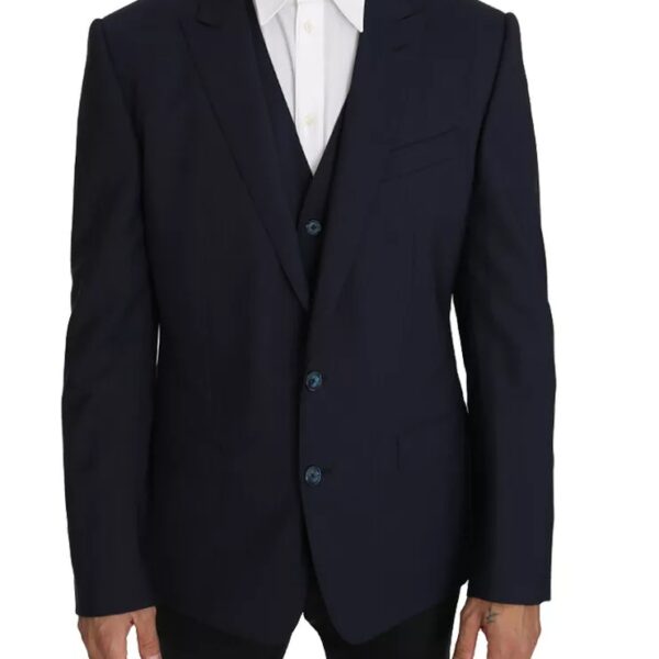 Dolce & Gabbana Blue Wool MARTINI Blazer Vest 2 Piece