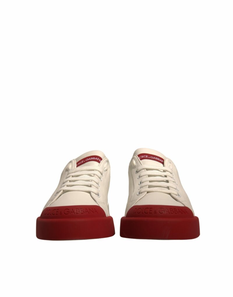 Dolce & Gabbana White Leather Logo Portofino Sneakers Shoes - Image 2